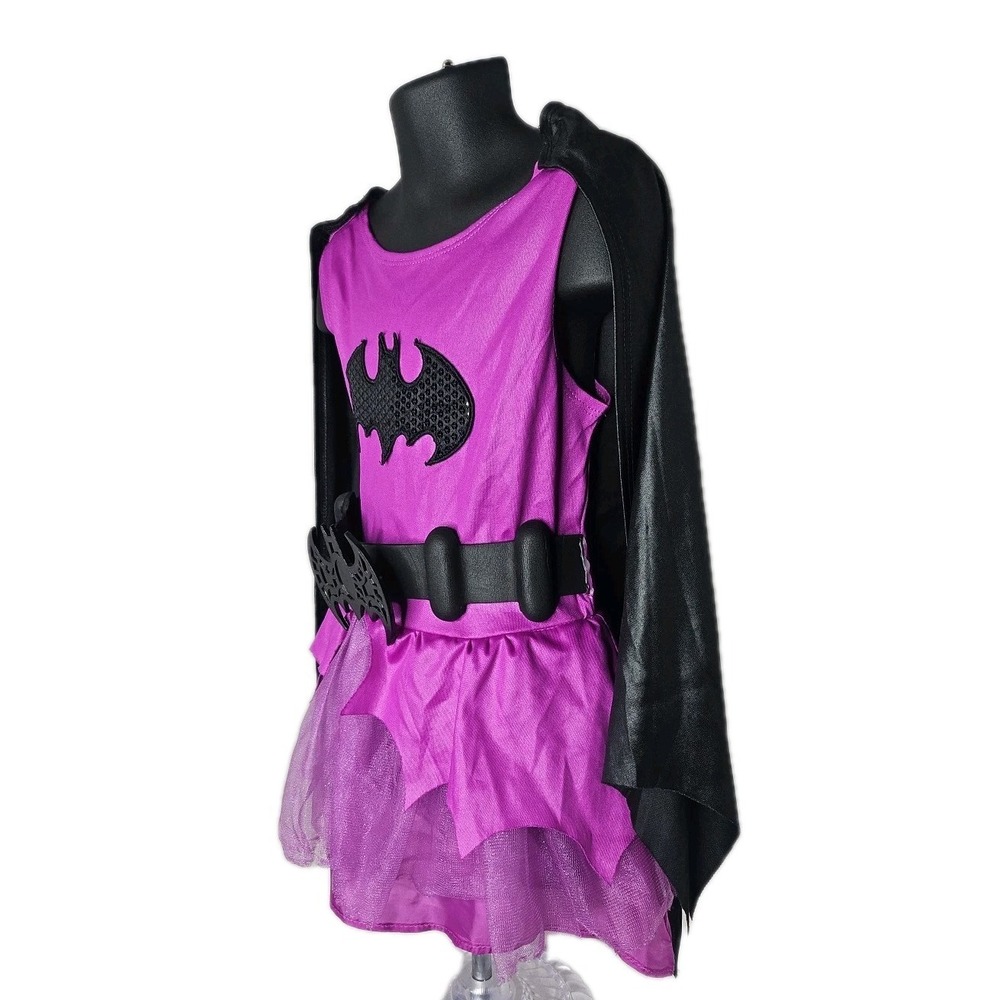 DC Super Hero‎ Girls BATGIRL Costume Child's Size 4-6 Purple Dress, Belt, & Cape - Picture 3 of 8